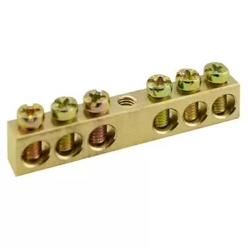 Шина PEN TS-0609C 6х9 6 отверстий крепление по центру Энергия - Электрика, НВА - Щитки и аксессуары для монтажа - Шины нулевые - . Магазин оборудования для автономного и резервного электропитания Ekosolar.ru в Химках