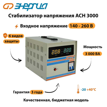 Однофазный стабилизатор напряжения Энергия АСН 3000 - Стабилизаторы напряжения - Однофазные стабилизаторы напряжения 220 Вольт - Энергия АСН - . Магазин оборудования для автономного и резервного электропитания Ekosolar.ru в Химках