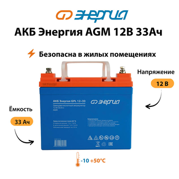 Аккумулятор для ИБП Энергия AGM 12v 33Ah - ИБП и АКБ - Аккумуляторы - . Магазин оборудования для автономного и резервного электропитания Ekosolar.ru в Химках