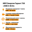 ИБП Энергия Гарант 750 + Аккумулятор S 40 Ач - 12В (450Вт - 49мин) - ИБП и АКБ - ИБП для котлов - . Магазин оборудования для автономного и резервного электропитания Ekosolar.ru в Химках