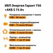 ИБП Энергия Гарант 750 + Аккумулятор S 75 Ач - 12В (450Вт - 91мин) - ИБП и АКБ - ИБП для котлов - . Магазин оборудования для автономного и резервного электропитания Ekosolar.ru в Химках