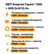 ИБП для котла Энергия Гарант 1000 + Аккумулятор Grid 55 Ah 12 v (600Вт - 50мин) - ИБП и АКБ - ИБП для котлов - . Магазин оборудования для автономного и резервного электропитания Ekosolar.ru в Химках